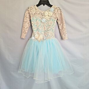 A Wish Come True Clair de Lune Ballet Tutu Dance Costume Size MC Child Aqua Tan